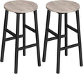 Bar Stools, Set of 2 Round Bar Chairs with Footrest, 24.4 Inch Kitchen Breakfast Bar Chairs, Industrial Bar Stools, Easy Assembly, for Dining Room, Kitchen, Greige BAHG0201Z