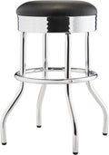 TRINITY Heavy Duty 25-Inch Backless Swivel Bar Stool for Kitchen, Garage, or Workshop, Chrome Finish with Faux Leather Seat, 1 Pack, Black