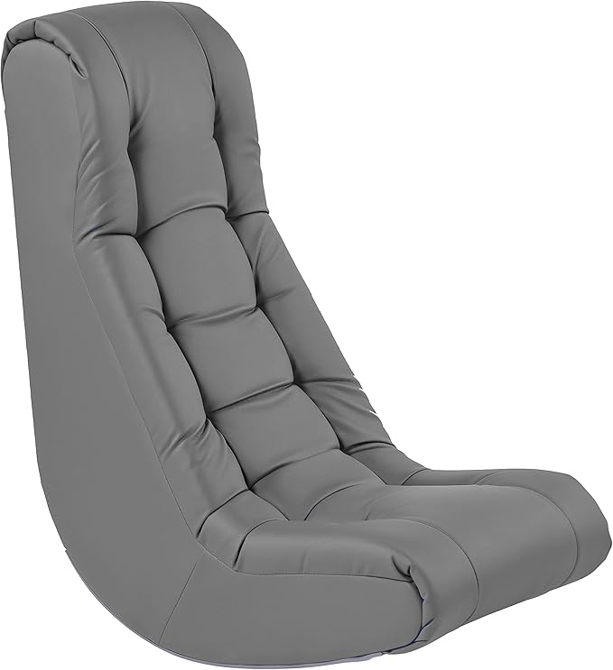 Factory Direct Partners Soft Tufted Floor Rocker - Cushioned Ground Chair for Kids Teens and Adults - Great for Reading, Gaming, Meditating, TV - Coal, 10488-GY