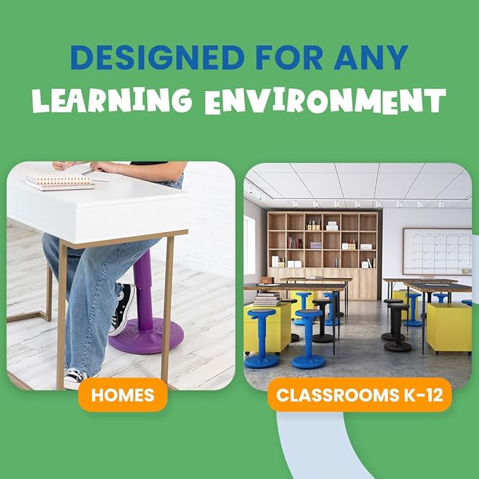 ActiveChairs Adjustable Wobble Stool, Flexible Classroom Seating, Improves Focus, Posture & Helps ADHD/ADD, Sensory Chair, Active Desk Chairs, Adjusts from 16.65" to 23.75", Ages 13-18, Grey