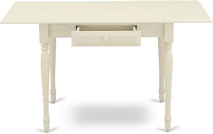 East West Furniture MZGR5-LWH-W 5 Piece Dining Set Includes a Rectangle Dining Room Table with Dropleaf and 4 Kitchen Chairs, 36x54 Inch, Linen White