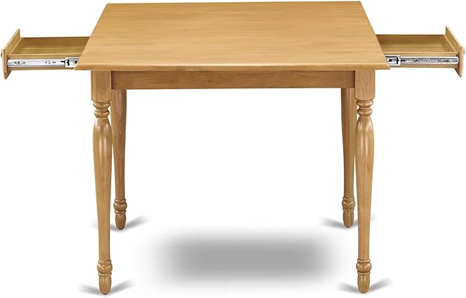East West Furniture MZDL5-OAK-W 5 Piece Dining Room Table Set Includes a Rectangle Kitchen Table with Dropleaf and 4 Dining Chairs, 36x54 Inch, Oak