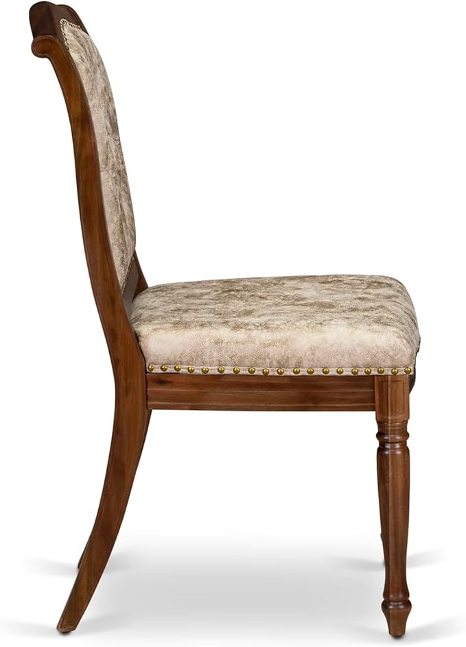 NKMA7-AWA-36 7 Pieces Kitchen Table Set Includes a Rectangular Dining Table and 6 Light Beige Polyester Fabric Dinner Chairs, Antique Walnut Finish