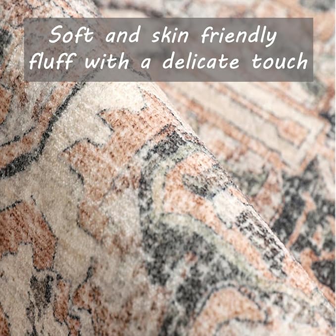 Area Rug 2x3 Washable Rug Door Mat Vintage Distressed Doormat Indoor Entrance Traditional Thin Rug Floral Print Non Slip Carpet for Kitchen Bathroom Bedroom Living Room