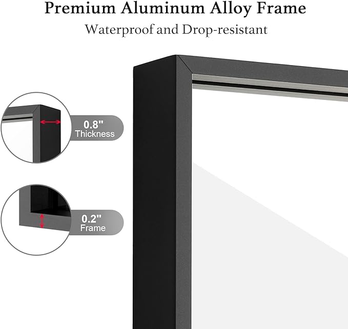 26x36 Inch Black Bathroom Mirror, Copper-Free Mirror, Aluminum Alloy Frame Vanity, Rectangle Wall Mounted Modern Mirror for Bedroom/Living Room/Porch Horizontal or Vertical