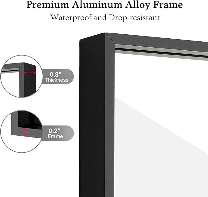 20x36 Inch Black Bathroom Mirror, Copper-Free Mirror, Aluminum Alloy Frame Vanity Mirror, Rectangle Wall Mounted Mirror, Modern Mirror for Bedroom/Living Room/Porch Horizontal or Vertical
