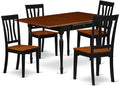 East West Furniture MZAN5-BCH-W 5 Piece Kitchen Table & Chairs Set Includes a Rectangle Dining Room Table with Dropleaf and 4 Dining Chairs, 36x54 Inch, Black & Cherry