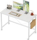 Rolling Computer Desk with Wheels, Gaming Desk for Small Spaces, Modern Simple Style Table for Home Office, Study Writing Table (Caster, White, 40 inch)