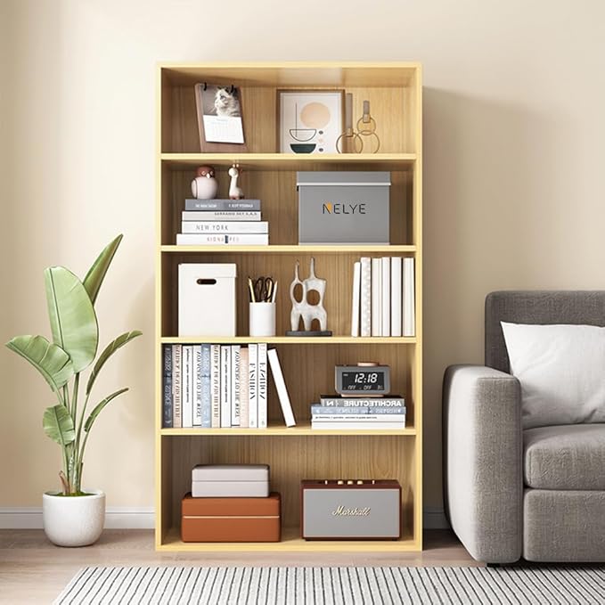 Basic Open Shelf Bookcase - 3-Tier Wooden Cube Storage Shelves Split Bookshelf, Oak
