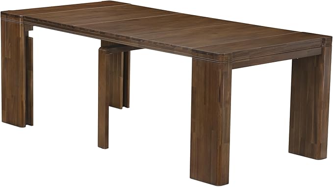 X02DA-2C8-32 6-Pc Dining Table Set includes an Extendable Rectangle Kitchen Table, 1 Coffee Table, 2 Polyester Dining Chairs and 2 Benches, 39x120 Inch, Antique Walnut