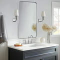 ANDY STAR Chrome Bathroom Mirror, 24”x40” Polished Nickel Rounded Corner Rectangle Mirror, Modern Metal Frame Bathroom Vanity Mirror