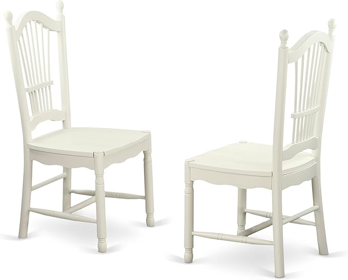 East West Furniture MZDO3-LWH-W 3 Piece Dining Set Contains a Rectangle Dining Room Table with Dropleaf and 2 Wood Seat Chairs, 36x54 Inch, Linen White