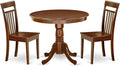 East West Furniture ANCA3-MAH-W 3 Piece Dining Table Set for Small Spaces Contains a Round Kitchen Table with Pedestal and 2 Dining Room Chairs, 36x36 Inch, Mahogany