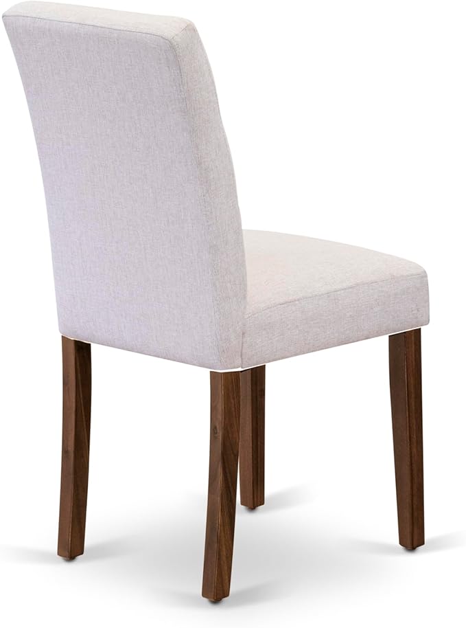 East West Furniture ANAS3-AWA-08 3 Piece Kitchen Dining Table Set contain A Modern Table and 2 Mist Beige Polyester Fabric Upholstered Dining Chairs, Antique Walnut