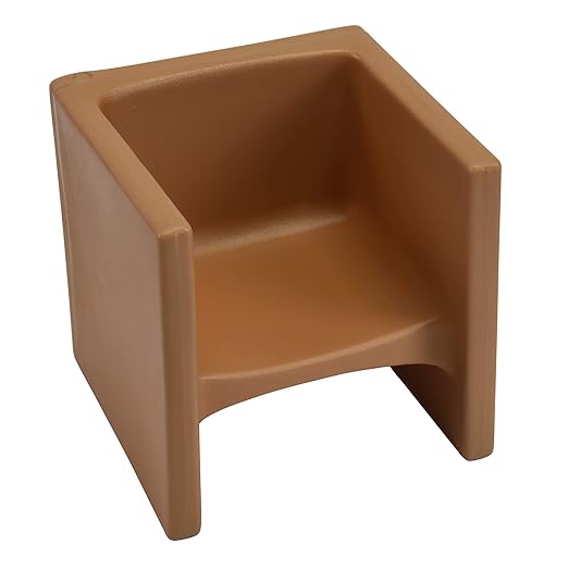 Children's Factory 3-in-1 Cube Chair for Kids, Flexible Seating Classroom Furniture, 1-Pack, Almond