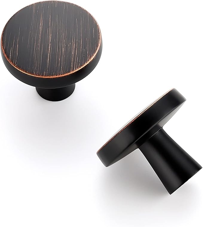 Ravinte 5 Pack Drawer Pulls 1-1/4 Inch Kitchen Cabinet Knobs Solid Round Dresser Drawer Knobs Oil-Rubbed Bronze Dresser Knobs Drawer Knobs Simple Cabinet Hardware for Cupboard Drawer Pulls
