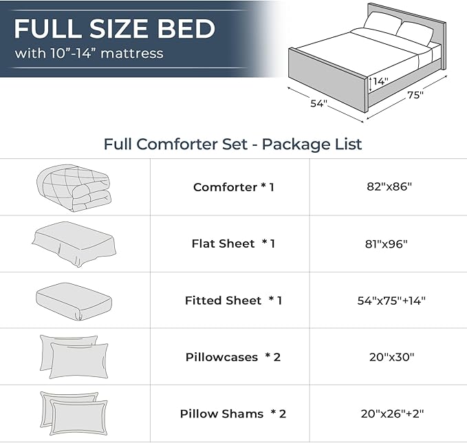 HEVUMYI Black Full Comforter Set - 7-Piece All Season Bed in a Bag Full, Ultra Soft Bedding Set with Comforter, Flat Sheet, Fitted Sheet, Pillowcases, Pillow Shams, Black