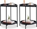 Tiita 2 Pack Round End Table Mental 2-Tier Side Table Nightstand/Small Iron Tables Accent Coffee Table for Living Room Bedroom Office Small Space