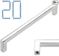 KOOFIZO 20-Pack Solid Square Bar Cabinet Handle - Chrome Furniture Pull, 6.3 Inch/160mm Screwhole Distance for Kitchen Cupboard Door, Bedroom Dresser Drawer, Bathroom Wardrobe Hardware