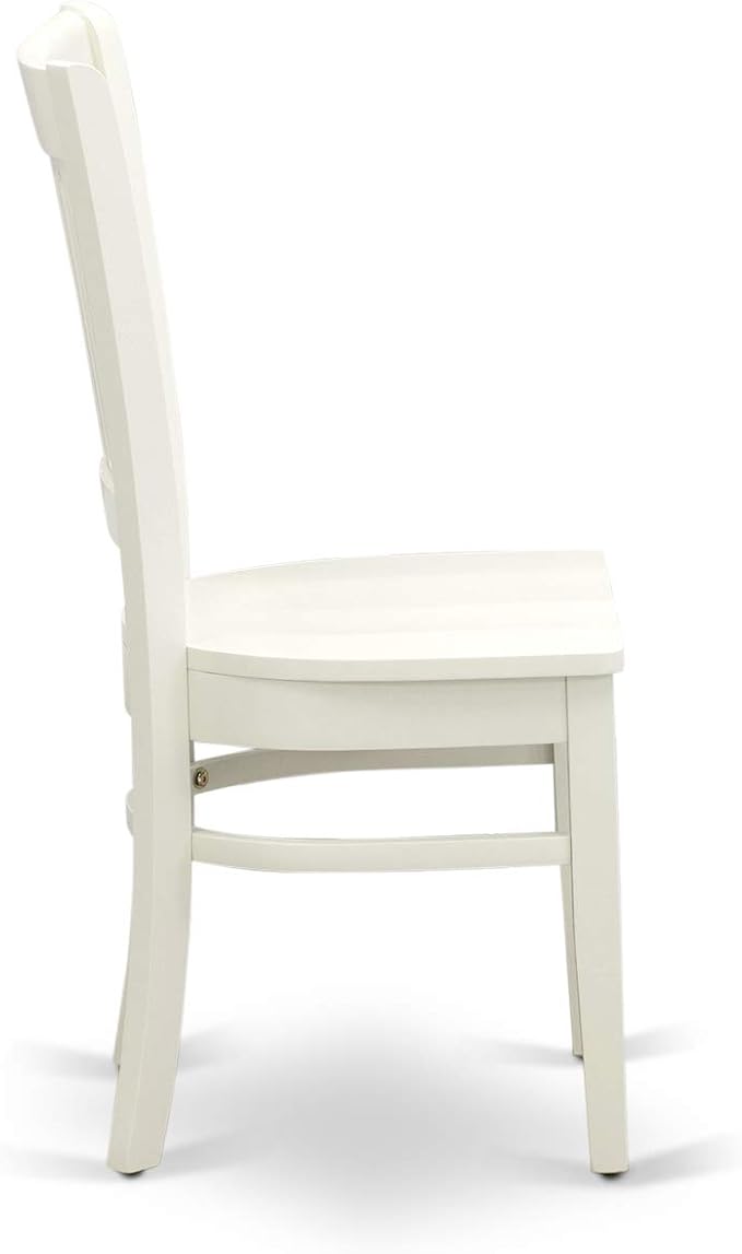 East West Furniture BOVA5-LWH-W 5 Piece Dining Room Furniture Set Includes a Round Kitchen Table and 4 Dining Chairs, 42x42 Inch, Linen White