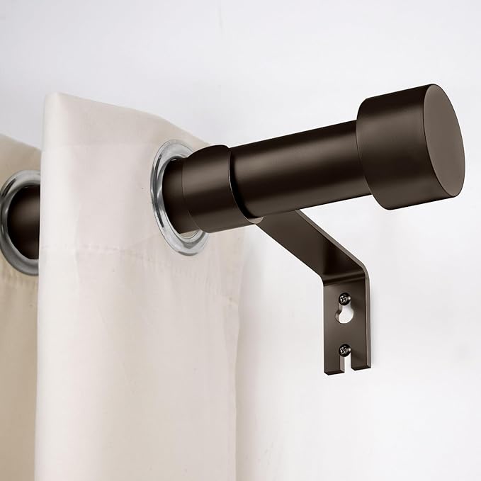 2 Pack Curtain Rods for Windows 72 to 144 Inch, 1 Inch Bronze Curtain Rods Set, Adjustable Heavy Duty Curtain Rod, Outdoor Curtain Rods for Patio Bedroom, Drapery Rods with End Cap, Size 32"- 150"