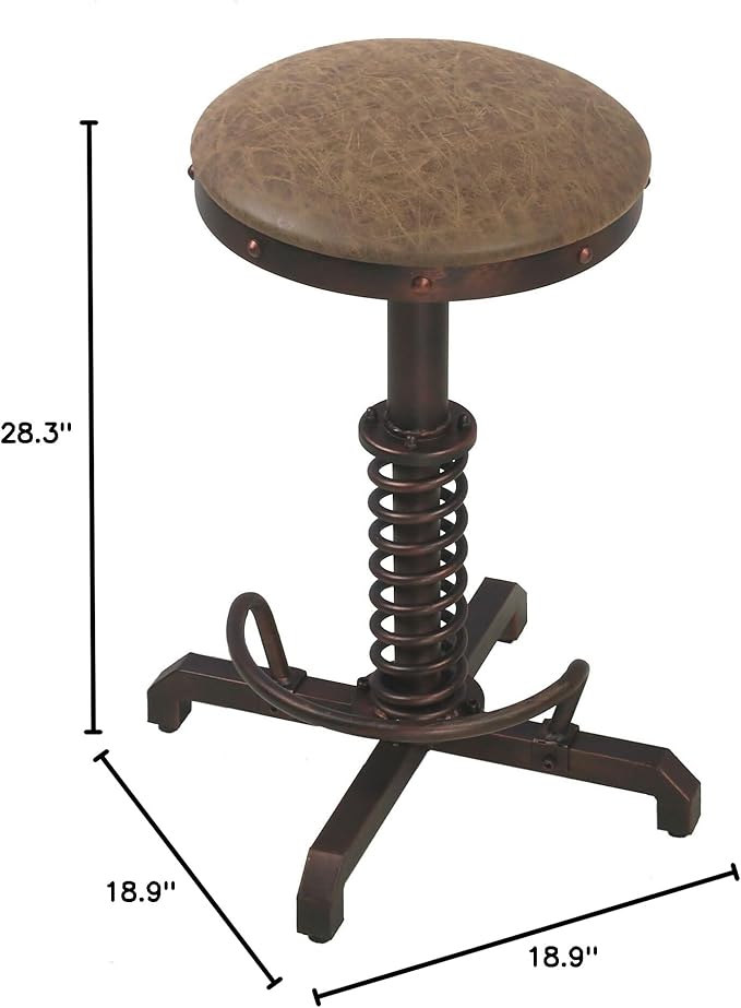 Topower Industrial Retro Vintage Farm PU Seat Tractor Stool Kitchen Swivel Height Adjustable bar Stool Copper