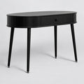 NTC Stream Desk, Modern Wooden Writing Desk with Hidden Drawer, Stylish Vertical Groove Design, Home Office Workstation, Minimalist Study Table, Easy Assembly - Burnt Black