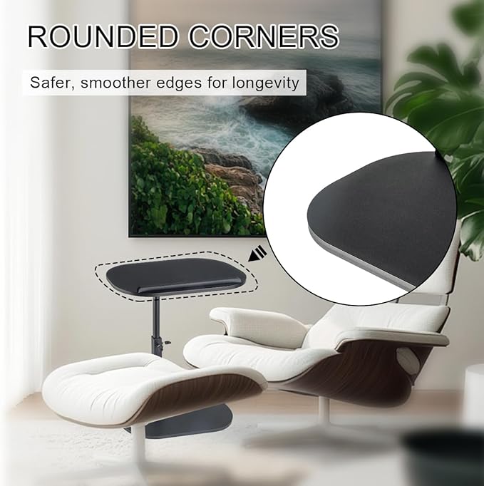 Comeon C-Shaped Tv Tray Pedestal Side Table, End Table Adjustable Height in Couch Living Room or Bedroomwith 360° Rotating Top for Small Spaces Bedside Night Stand Bedside Snack (Black)