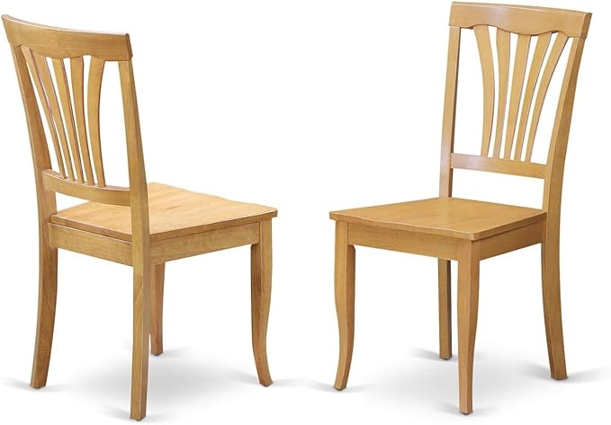 East West Furniture DLAV5-OAK-W 5 Piece Dining Room Furniture Set Includes a Round Kitchen Table with Dropleaf and 4 Dining Chairs, 42x42 Inch, Oak