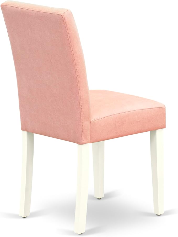 East West Furniture VAAS9-LWH-42 9 Piece Kitchen Table Set Mid-Century Includes A Dining Table and 8 Beige Red Polyester Fabric Upholstered Dining Chairs with Stylish Back- Linen White Finish