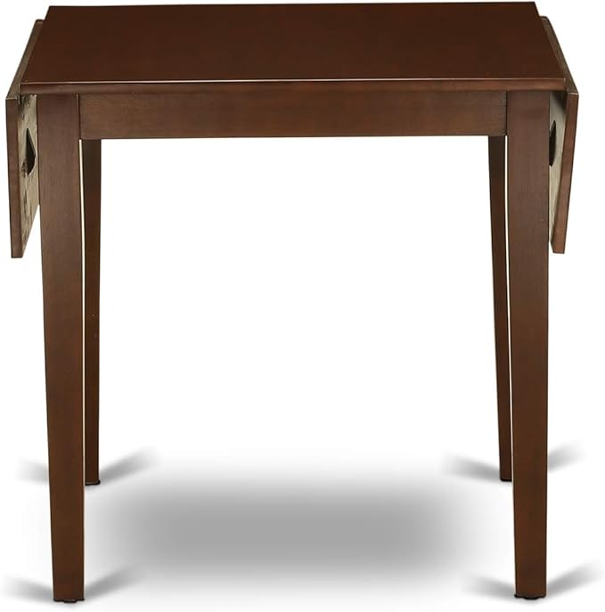 East West Furniture NDEN5-MAH-18 5 Piece Dining Table Set Includes a Rectangle Dining Room Table with Dropleaf and 4 Dark Coffee Linen Fabric Upholstered Chairs, 30x48 Inch, Mahogany