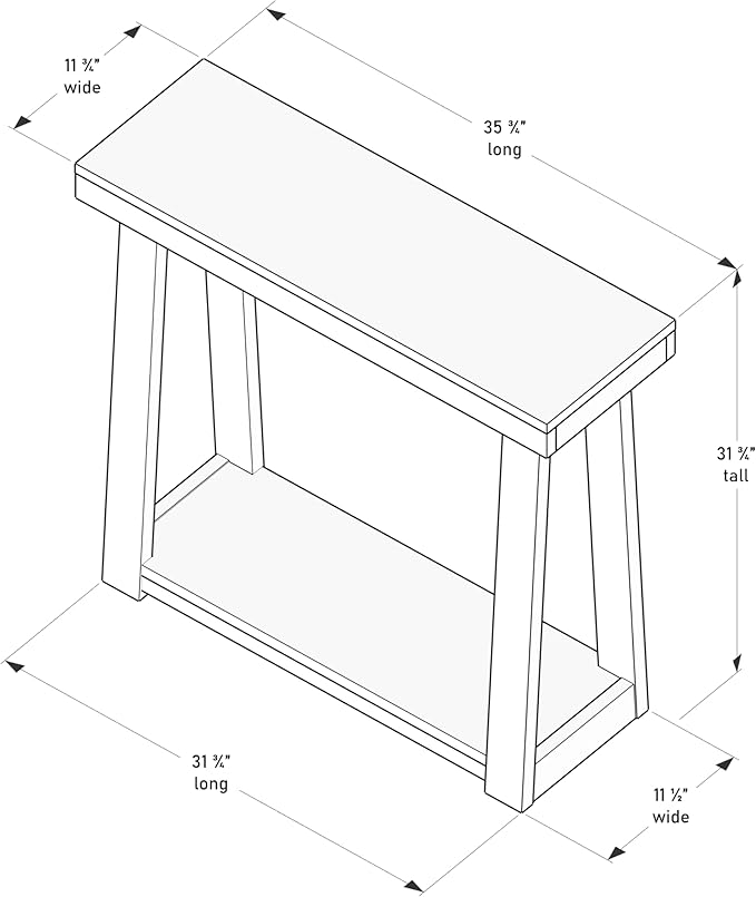 Plank+Beam Solid Wood Console Table with Storage, 36 Inch, Sofa Table with Shelf, Narrow Entryway Table for Hallway, Behind The Couch, Living Room, Foyer, Easy Assembly, Black