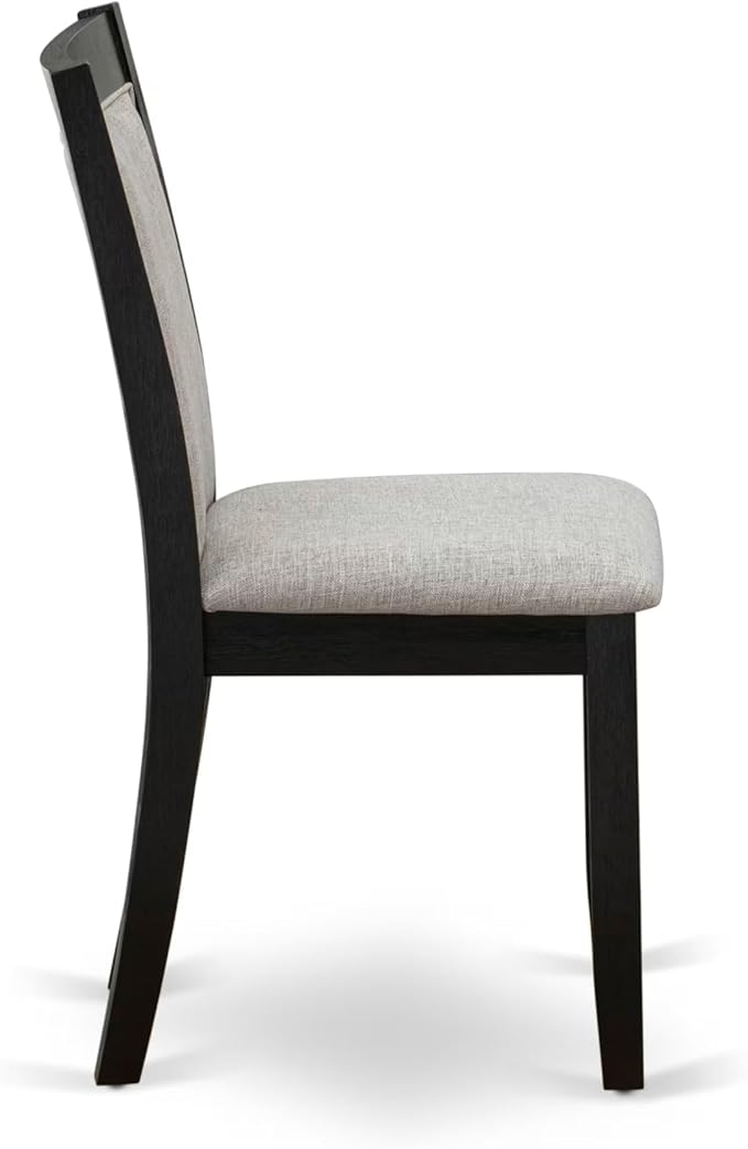 East West Furniture V627MZ606-9 9 Piece Dining Room Table Set Includes a Rectangle Dining Table with V-Legs and 8 Shitake Linen Fabric Upholstered Parson Chairs, 40x72 Inch, Multi-Color