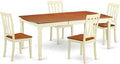 East West Furniture DOAN5-WHI-W 5 Piece Kitchen Table Set for 4 Includes a Rectangle Dining Room Table with Butterfly Leaf and 4 Dining Chairs, 42x78 Inch, Buttermilk & Cherry