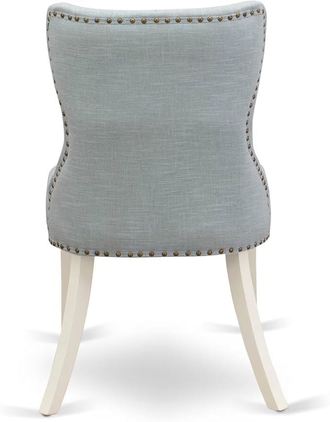 East West Furniture V027SI215-6 6 Piece Dining Set Contains a Rectangle Dining Room Table with V-Legs and 4 Baby Blue Linen Fabric Parson Chairs with a Bench, 40x72 Inch, Multi-Color