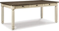 Signature Design by Ashley Bolanburg Farmhouse Dining Table with Drawers, Seats up to 6, Whitewash