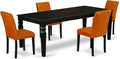 East West Furniture LGAB5-BLK-61 5 Piece Dinette Set Includes a Rectangle Dining Room Table with Butterfly Leaf and 4 Baked Bean Faux Leather Upholstered Chairs, 42x84 Inch, Black