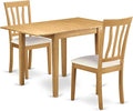 East West Furniture NDAN3-OAK-LC 3 Piece Dining Table Set for Small Spaces Contains a Rectangle Dining Room Table with Dropleaf and 2 Faux Leather Upholstered Chairs, 30x48 Inch, Oak