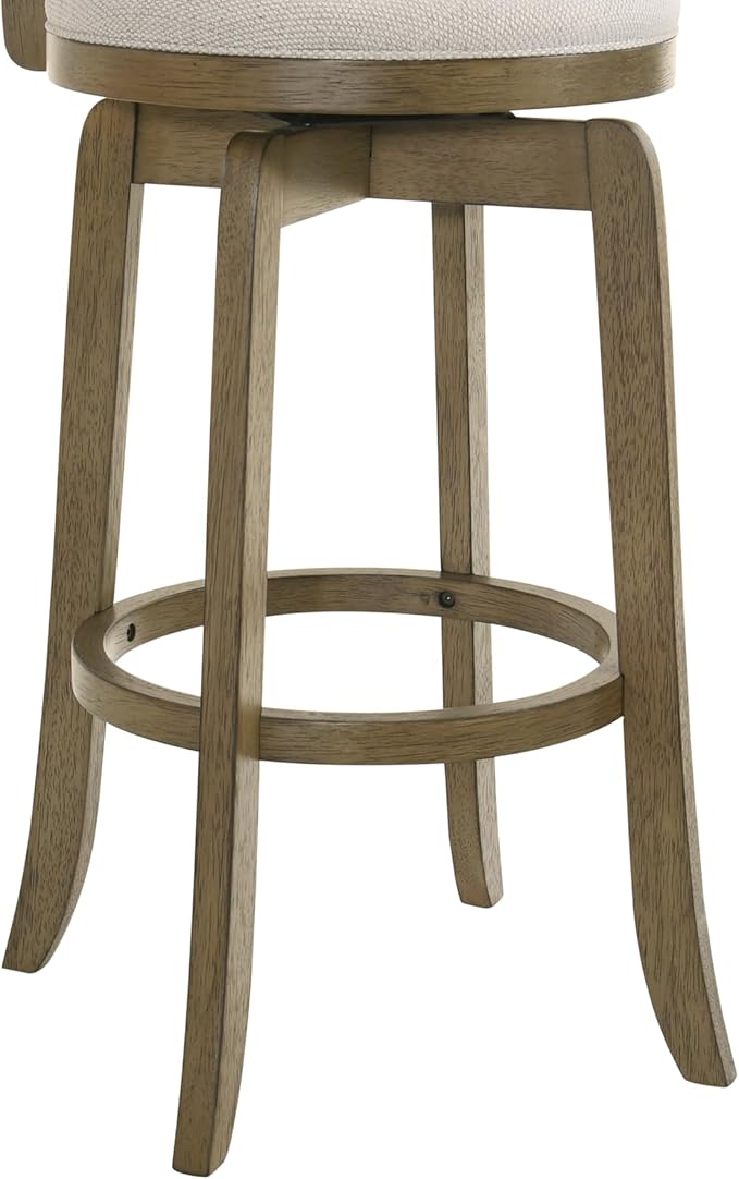Armen Living Blair 26 in. Putty Brown Counter Height Rubberwood Swivel Barstool with Cream Fabric Seat
