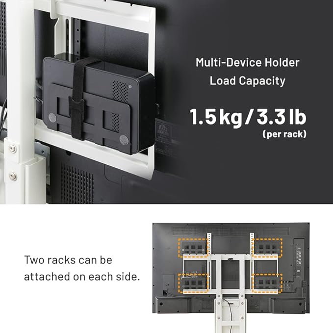WALL V3 High Type TV Stand w/Multi-Device Holder and Soundbar Shelf L Black Set | Sleek Japanese 32-80 Inch Universal Side TV Stand Adjustable Mount, No Drill | Sleek Soundbar Shelf | Walnut