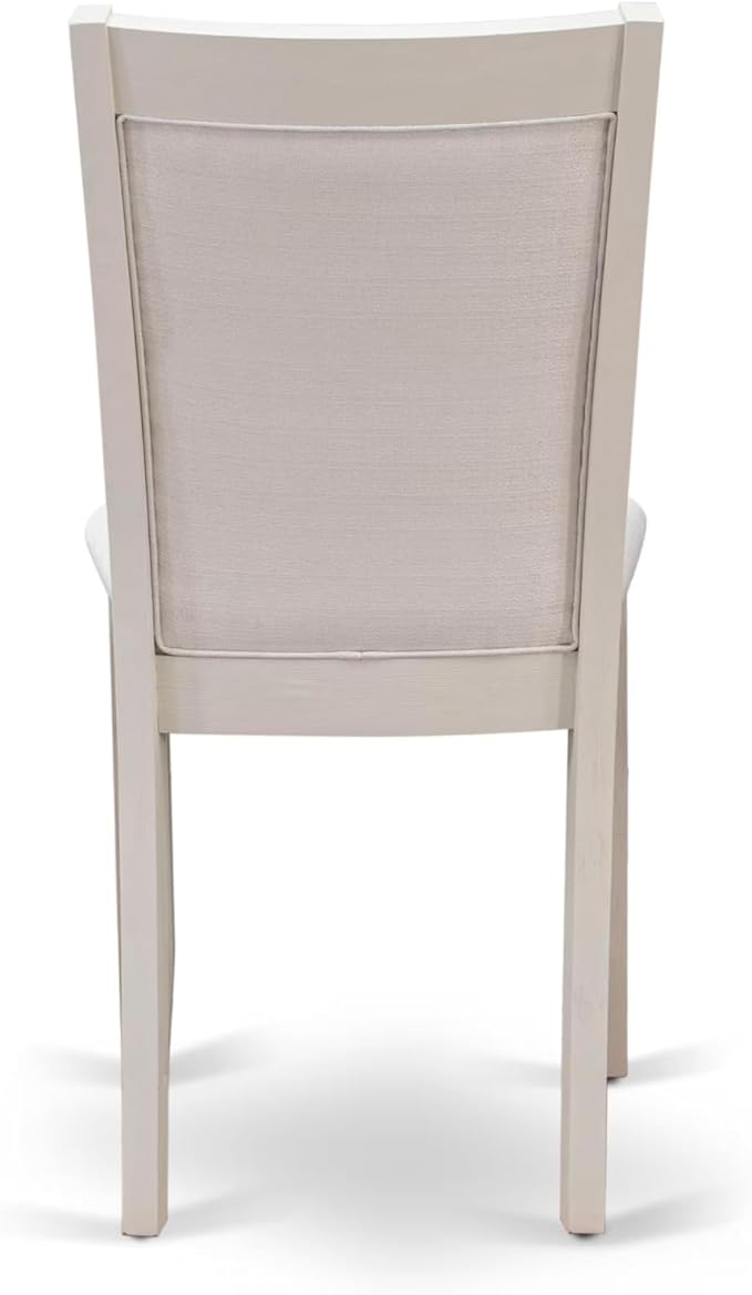 East West Furniture V027MZ001-7 7 Piece Dining Set Consist of a Rectangle Dining Room Table with V-Legs and 6 Cream Linen Fabric Upholstered Parson Chairs, 40x72 Inch, Multi-Color