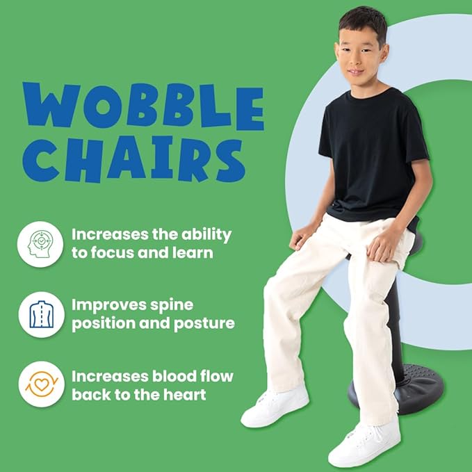 ActiveChairs Adjustable Wobble Stool, Flexible Classroom Seating, Improves Focus, Posture & Helps ADHD/ADD, Sensory Chair, Active Desk Chairs, Adjusts from 16.65" to 23.75", Ages 13-18, Grey