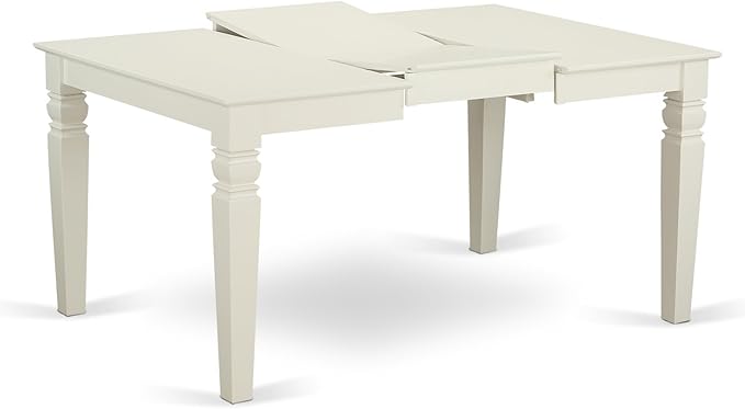 East West Furniture WEAD7-LWH-LC 7 Piece Dining Set Consist of a Rectangle Dining Room Table with Butterfly Leaf and 6 Faux Leather Upholstered Chairs, 42x60 Inch, Linen White