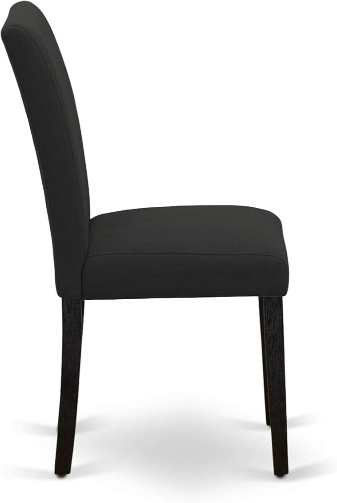 East West Furniture X627AB624-7 7 Piece Dining Room Furniture Set Consist of a Rectangle Dining Table with X-Legs and 6 Black Color Linen Fabric Upholstered Chairs, 40x72 Inch, Multi-Color