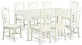 East West Furniture DOVE9-LWH-W 9 Piece Dining Room Furniture Set Includes a Rectangle Wooden Table with Butterfly Leaf and 8 Kitchen Dining Chairs, 42x78 Inch, Linen White
