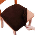 Smiry Velvet Seat Covers for Dining Room Chair Set of 6, Stretch Fit Removable Washable Chair Seat Cushion Protector Slipcovers with Ties, Coffee