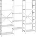 SUPERJARE Triple 5 Tier Bookshelf, Bookcase with 14 Open Display Shelves, Wide Book Shelf Book Case for Home & Office, White