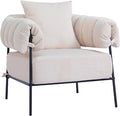 HollyHOME Modern Velvet Accent Chair, Upholstered Comfy Reading Chair, Fabric Large Lazy Arm Chair with Soft Cushion, Metal Frame Lounge Sofa Chair for Living Room, Bedroom, Balcony, Beige