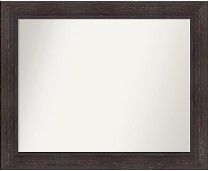 Amanti Art Brown Bathroom Mirror for Over Sink, 28x34 Sloped Espresso Rectangle Vanity Mirror, Large Modern Contemporary Frame, Hangs Horizonally and Vertically, Bathroom Wall Decor, Non-Beveled Edge