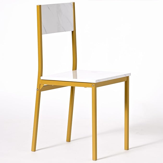 SogesHome 4-Piece Dining Table Set for 4 - Space-Saving Kitchen Set with Bench and Chairs, Ideal for Restaurants and Coffee Shops, Golden